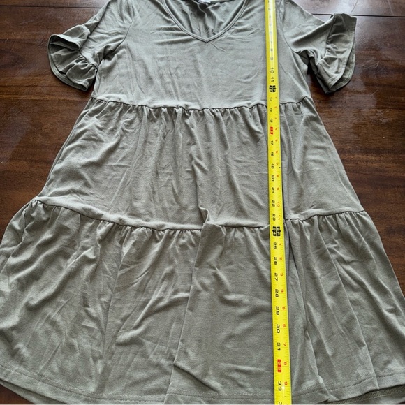 ANRABESS Womens Sage Green Dress Size Small Round Neck Short Sleeve Tiered - Picture 9 of 9